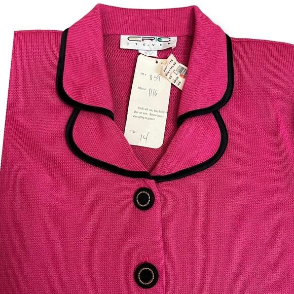 VTG 90s Eric Steven knit 2 piece skirt suit pink black professional NWT - Picture 4 of 8